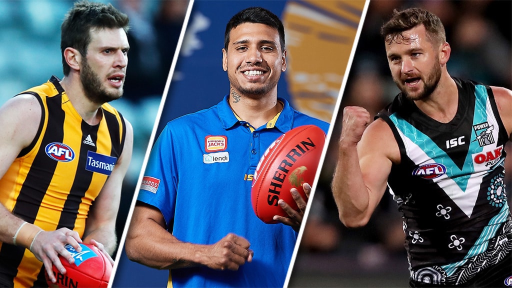 TradeWrapOct9.jpg Grant Birchall, Tim Kelly and Sam Gray all feature in Wednesday's Trade Wrap. All pictures: AFL Photos - AFL,Tag-Trade,Trade,West Coast Eagles,Hawthorn Hawks,Port Adelaide Power,Sam Gray,Grant Birchall,Tim Kelly,Geelong Cats